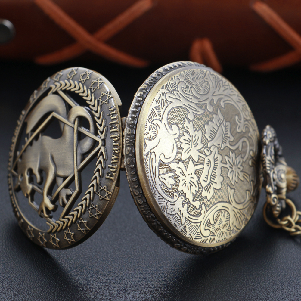 Alchemist oco steampunk relógio de bolso de quartzo caixa de bronze colar pingente relógio corrente masculino e feminino presente de natal reloj