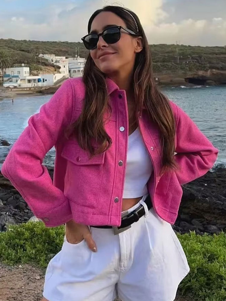 HH Jackets For Womens Autumn Fashion Solid Front Pockets Button Long Sleeve Jacket Elegant Woman Casual Outerwear Coat