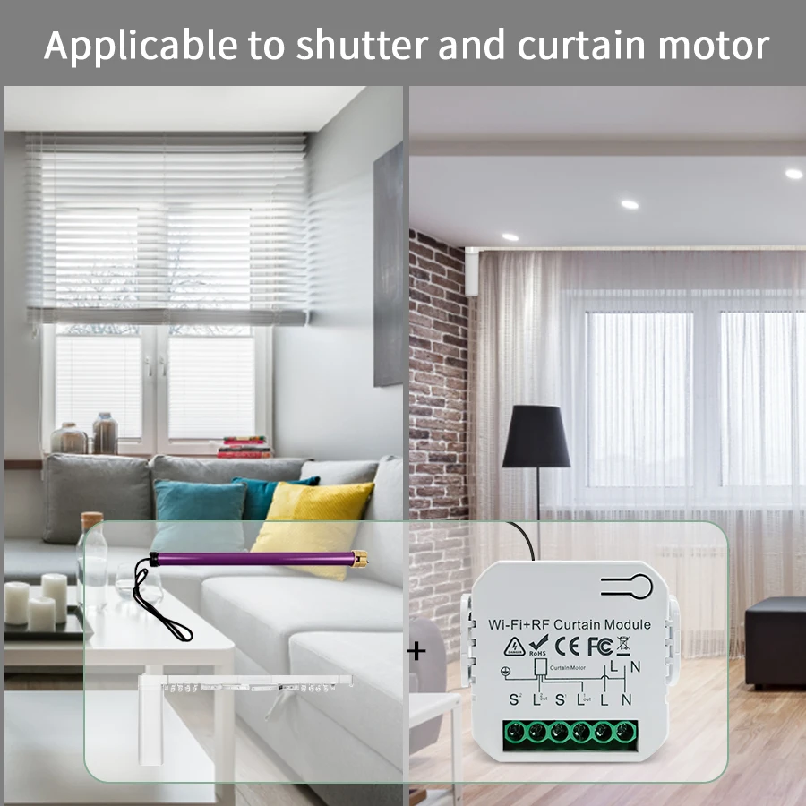 Tuya wifi interruptor de cortina inteligente persianas rolo módulo obturador 433mhz rf controle remoto funciona com alexa google assistente casa