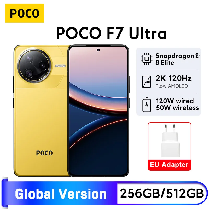 POCO F7 versión Ultra Global Smartphone Snapdragon 8 Elite 120W HyperCharge 2K 120Hz 6,67 "pantalla 50MP OIS Triple cámara NFC