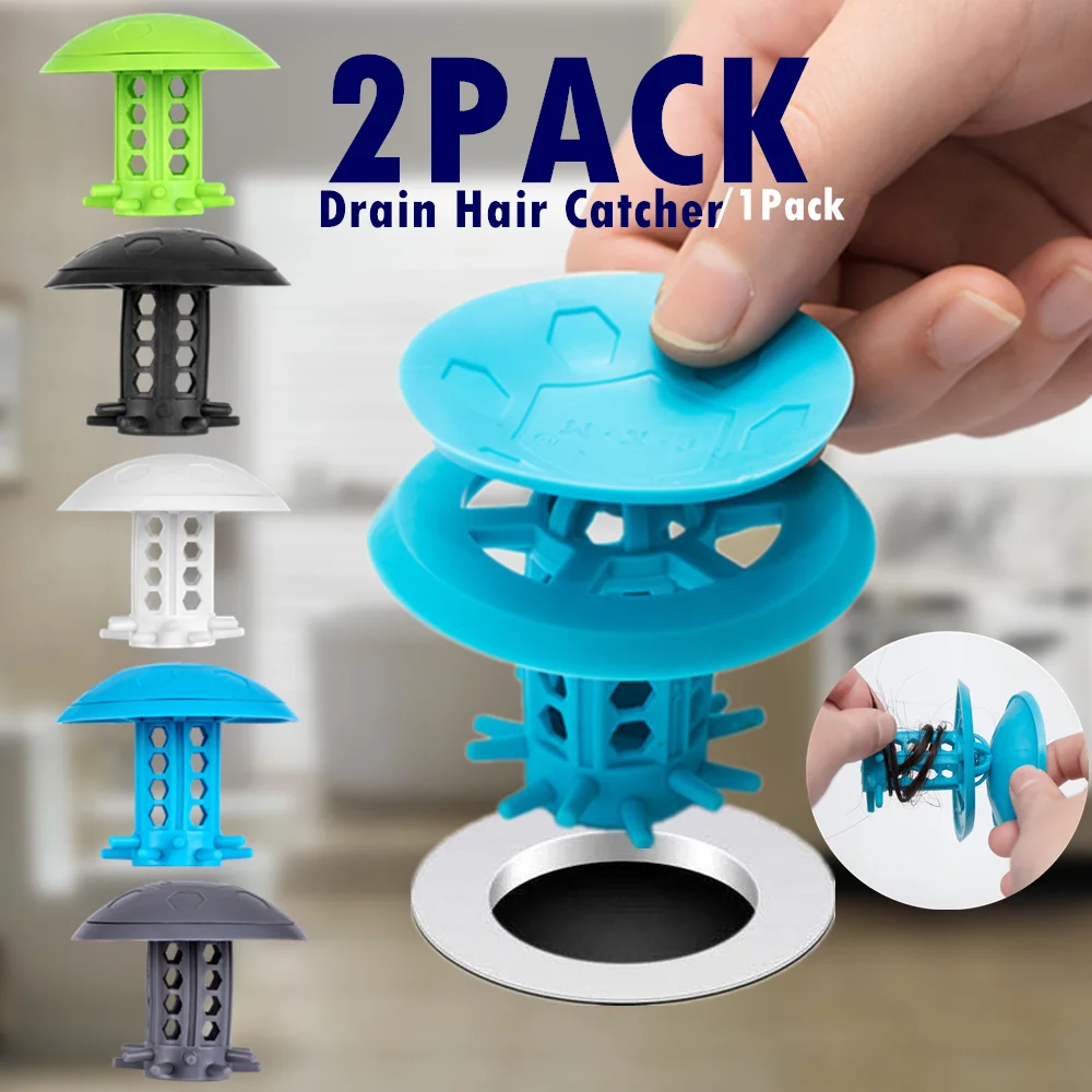 Paquete de 2/1 recogedor de pelo de drenaje TXM, recogedor de pelo de drenaje para bañera/fregadero, Protector de drenaje de bañera 2 en 1 para ducha