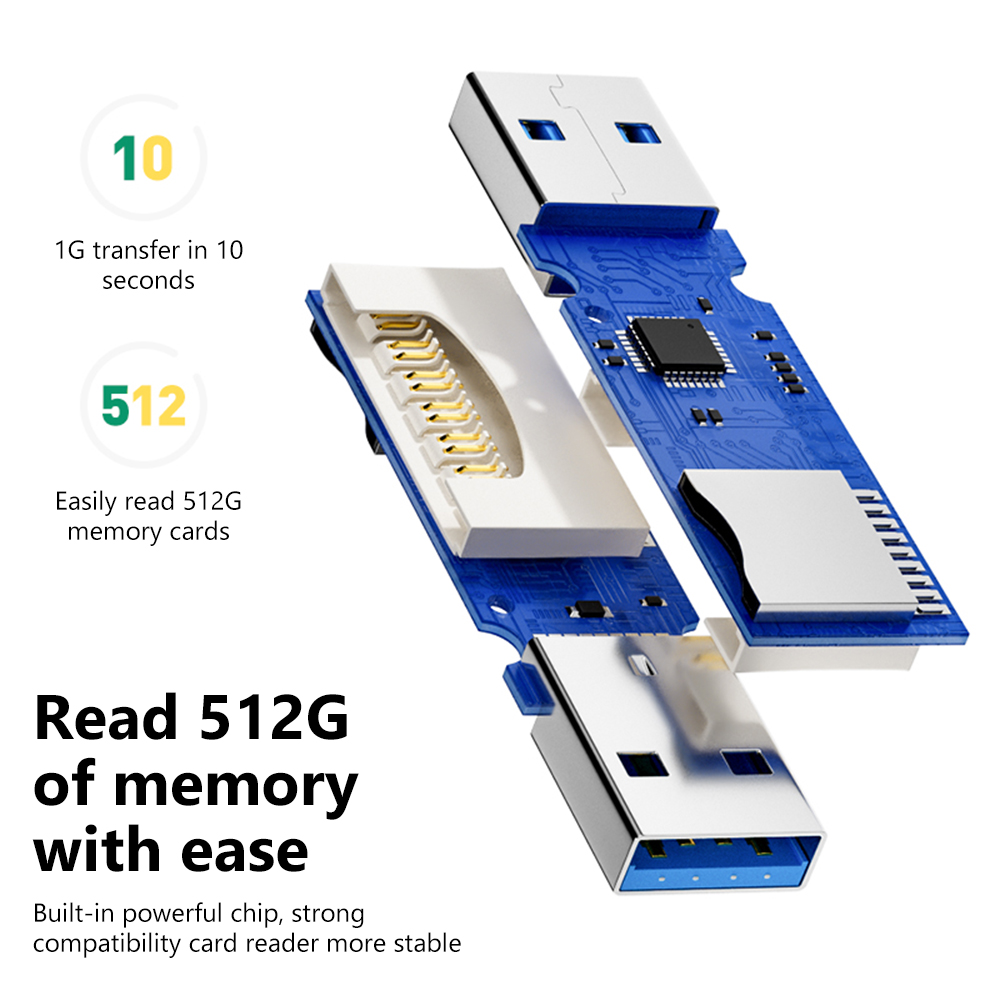 Lector de tarjetas USB 3,0, lector de tarjetas de memoria SD TF, adaptador de lector de tarjetas inteligentes de alta velocidad 2 en 1 para accesorios de ordenador portátil