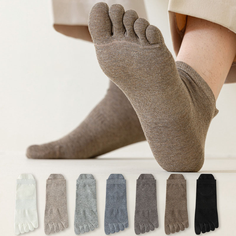 Calcetines cortos de algodón con cinco dedos para hombre, medias transpirables con absorción del sudor, a prueba de olores, hasta el tobillo, para primavera y verano, 2024