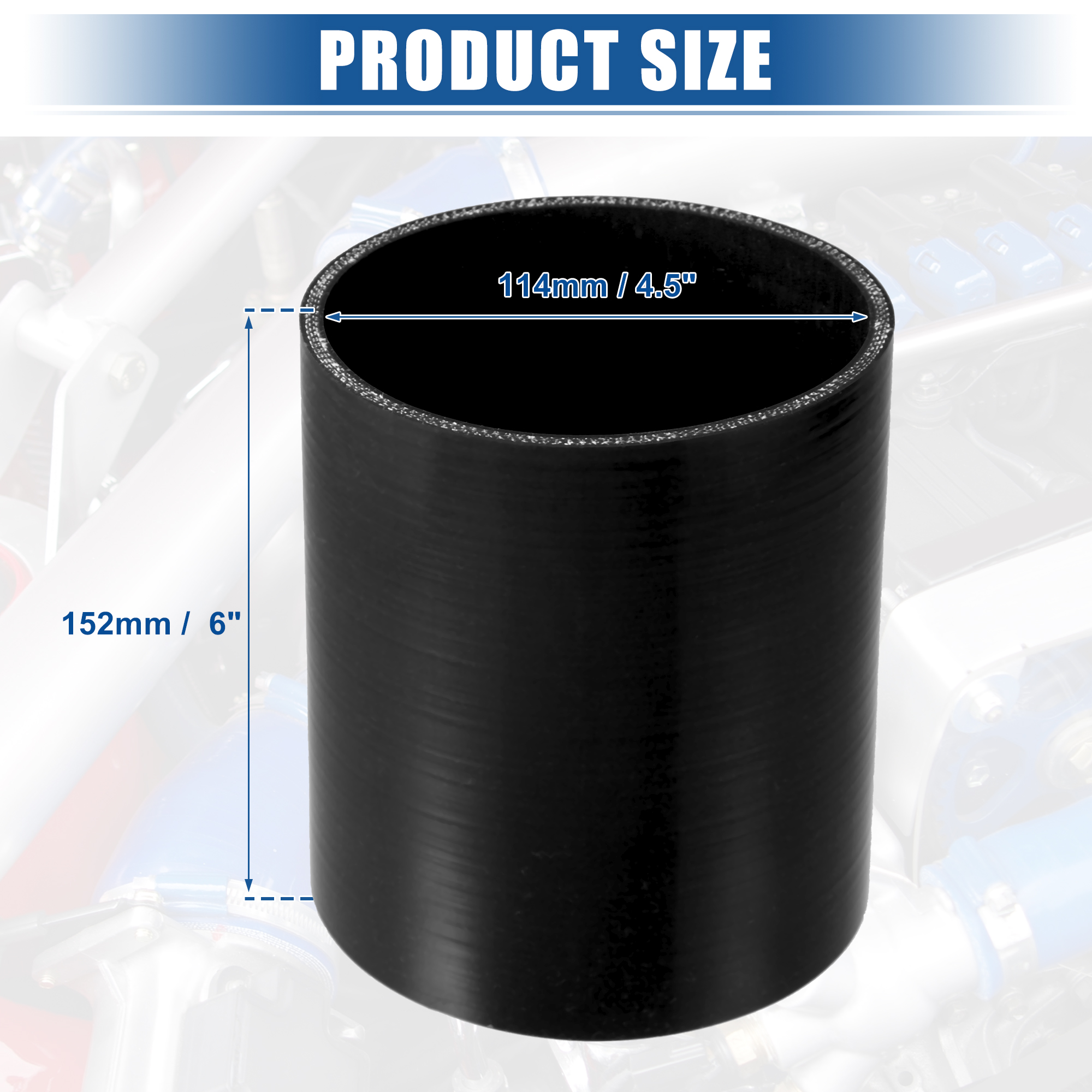 UXCELL 25 ミリメートル 57 ミリメートル 83 ミリメートル 95 ミリメートル 114 ミリメートル ID 152 ミリメートル長さ 4 層強化高温ストレートカプラーシリコン減速ホース黒
