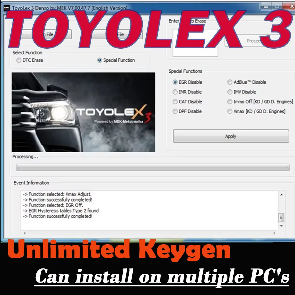 ToyoLex 3 с неограниченным количеством ключей No Need KEYGEN для Lexus Denso Mascheramento DTC Disable Funziona для Kess Ktag Denso IMMO