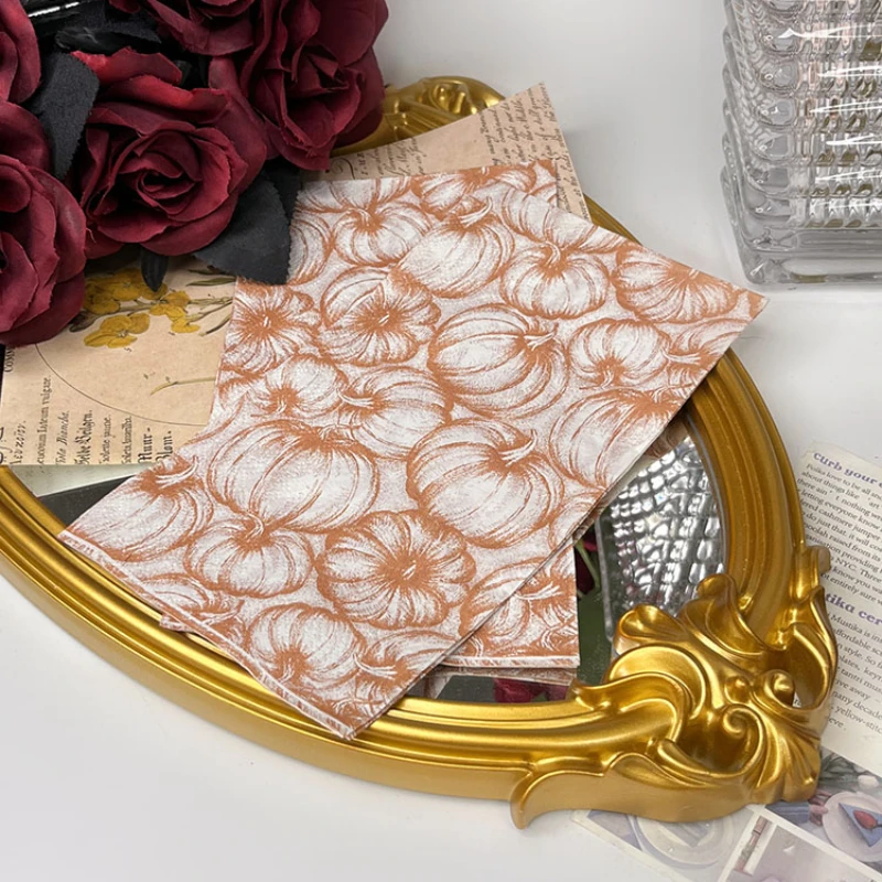 20 pz 33*40cm autunno zucca stampa tovaglioli decorazione festa del ringraziamento tovaglioli di carta colorati fai da te farfalla osso carta