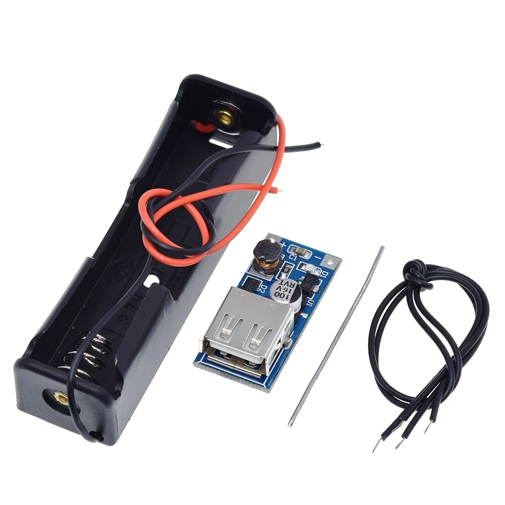 TZT 5V 1A 18650 TP4056 Lithium Battery Charger Module DIY KIT +1X18650 Battery Case +5V 600MA USB Mobile Power Boost Board