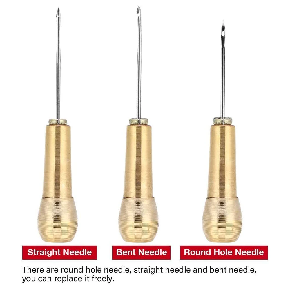 ชุดเย็บผ้าหนัง DIY หนังเย็บ Awl เข็มทองแดงชุดหนังผ้าใบเต็นท์รองเท้าซ่อมเครื่องมือด้ายไนลอน