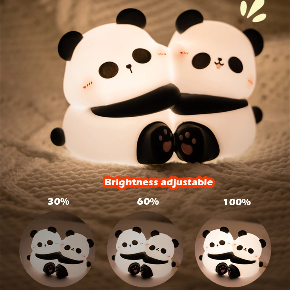 Niedliches Umarmungs-Panda-Nachtlicht, LED-Squishy-Tier-Nachtlampe, 3-stufig dimmbar, Kinderzimmer-Nachtlicht zum Stillen, Kleinkind, Baby, Kinder