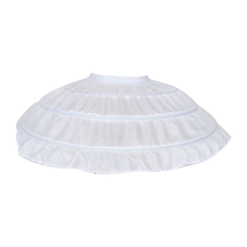 Trẻ Em Bé Gái 3 Thép Treo Tường Trắng Petticoat Áo Cưới Đầm Tây Nam Không Lưng Thun Dây Kéo Chân Váy Chữ A Edge