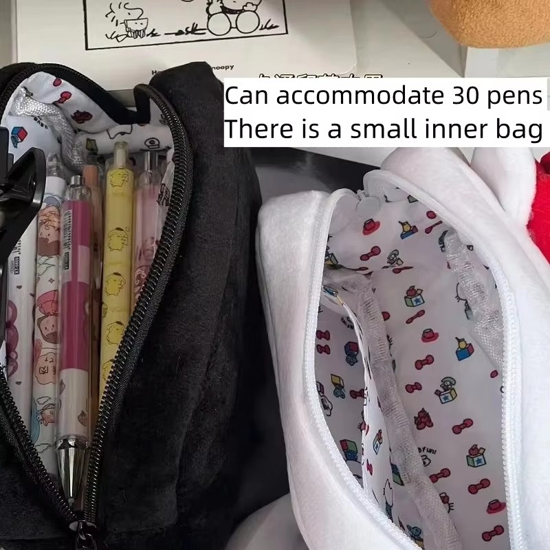 Simpatica borsa portaoggetti in peluche Borsa per trucco Scatola per matite Borsa per matite Borsa portaoggetti in peluche Accessori Nuove forniture per studenti