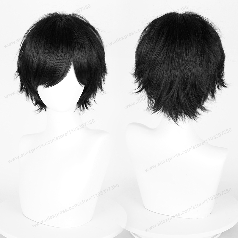 Parrucca cosplay anime corta diritta da 30 cm Nero Bianco Verde Marrone Viola Blu Grigio Rosso Oro Uomo Donna Capelli sintetici resistenti al calore