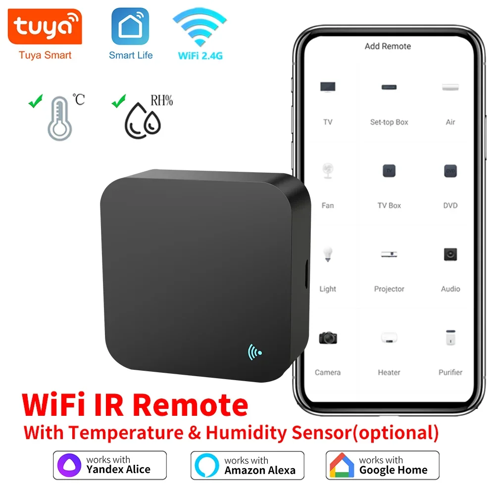Blaster inteligente remoto WiFi IR para TV aire acondicionado termómetro higrómetro Compatible con Alexa Google Home Link Tuya