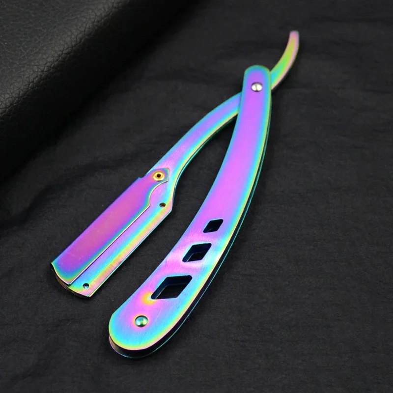 ผู้ชายโกนหนวดตัดผมเครื่องมือผมมีดโกนและใบมีดโบราณสีดํามีดโกนหนวดพับ Unisex กําจัดขน (ไม่มีใบมีด)