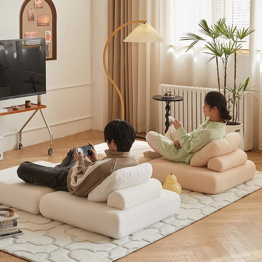 Stoff-Einzelsofa, Süßkartoffelschlafsofa, kleines, zusammenklappbares Wohnzimmer mit doppeltem Verwendungszweck-Tatami, Lazy-Sofa mit Tofu-Block