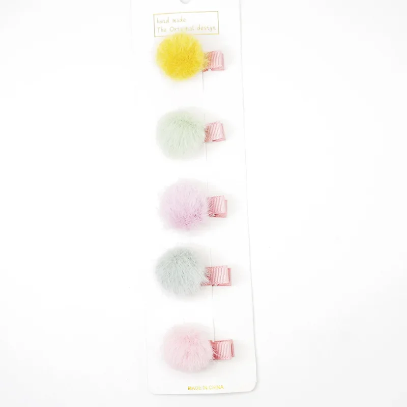 5 uds. De horquillas bonitas para bebé, pompones de Color caramelo, Mini pasadores para niñas pequeñas, accesorios para sombreros para niños pequeños