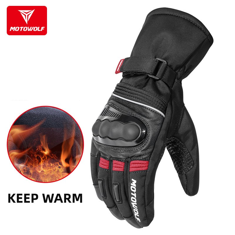Motowolf Winter Motorrad Thermo Handschuhe Männer Wasserdichte Biker Handschuhe Fleece Winddicht Motocross Handschuhe Leder Moto Ausrüstung