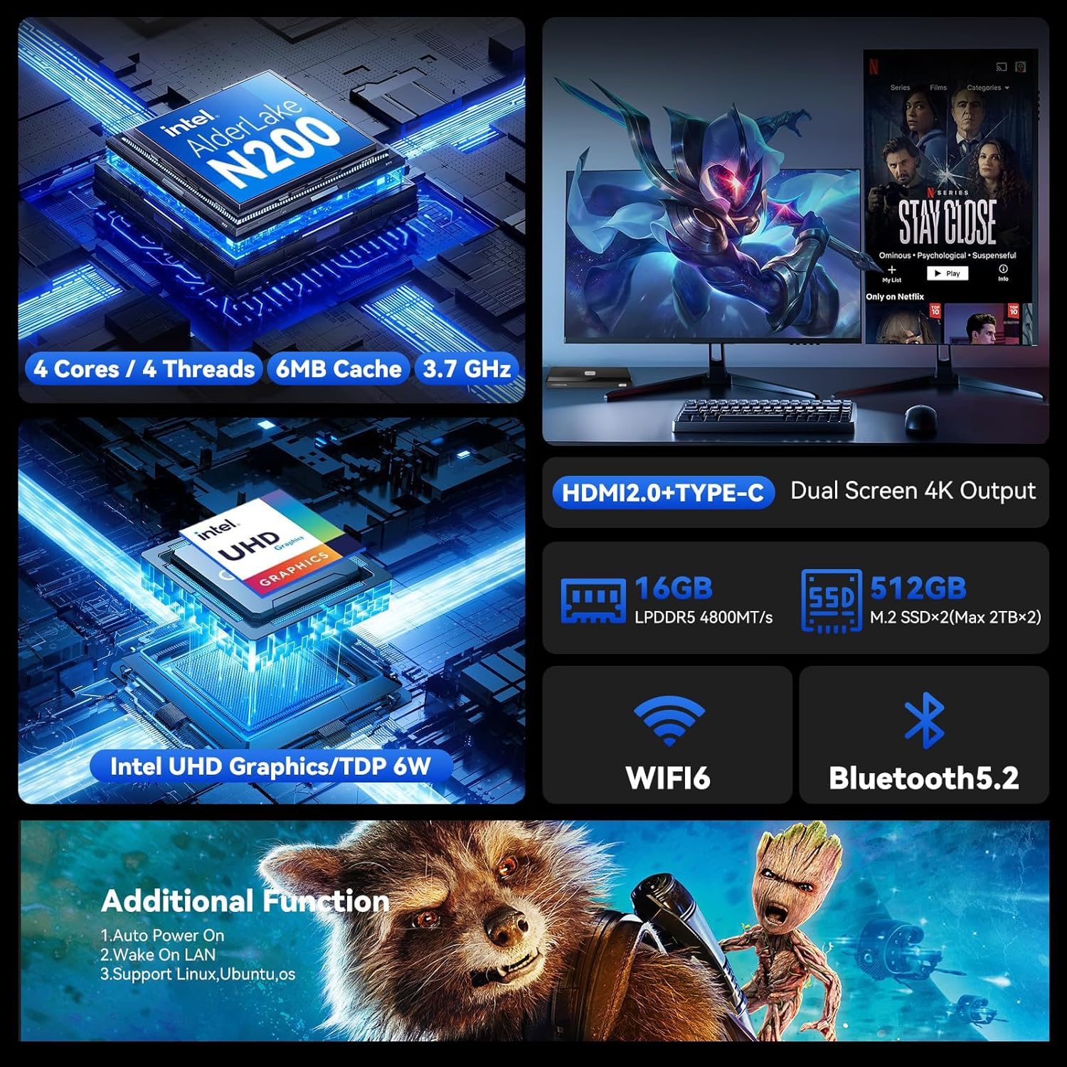 MOREFINE M6 Mini PC 12th Gen Intel N100/N200 Windows 11Pro DDR5 2933MHz NVMe SSD Pocket Computer PC HDMI2.0 4K@60Hz WiFi 6 BT5.2