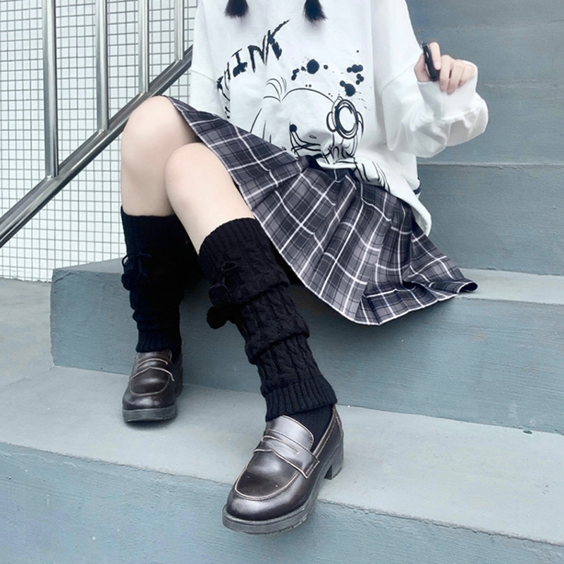 2018 Mới Thời Trang Phụ Nữ Giản Dị Mùa Đông Ấm Áp Dệt Kim Leg Hâm Dệt Kim Vớ Crochet Dài Khởi Động Vớ với Hairball