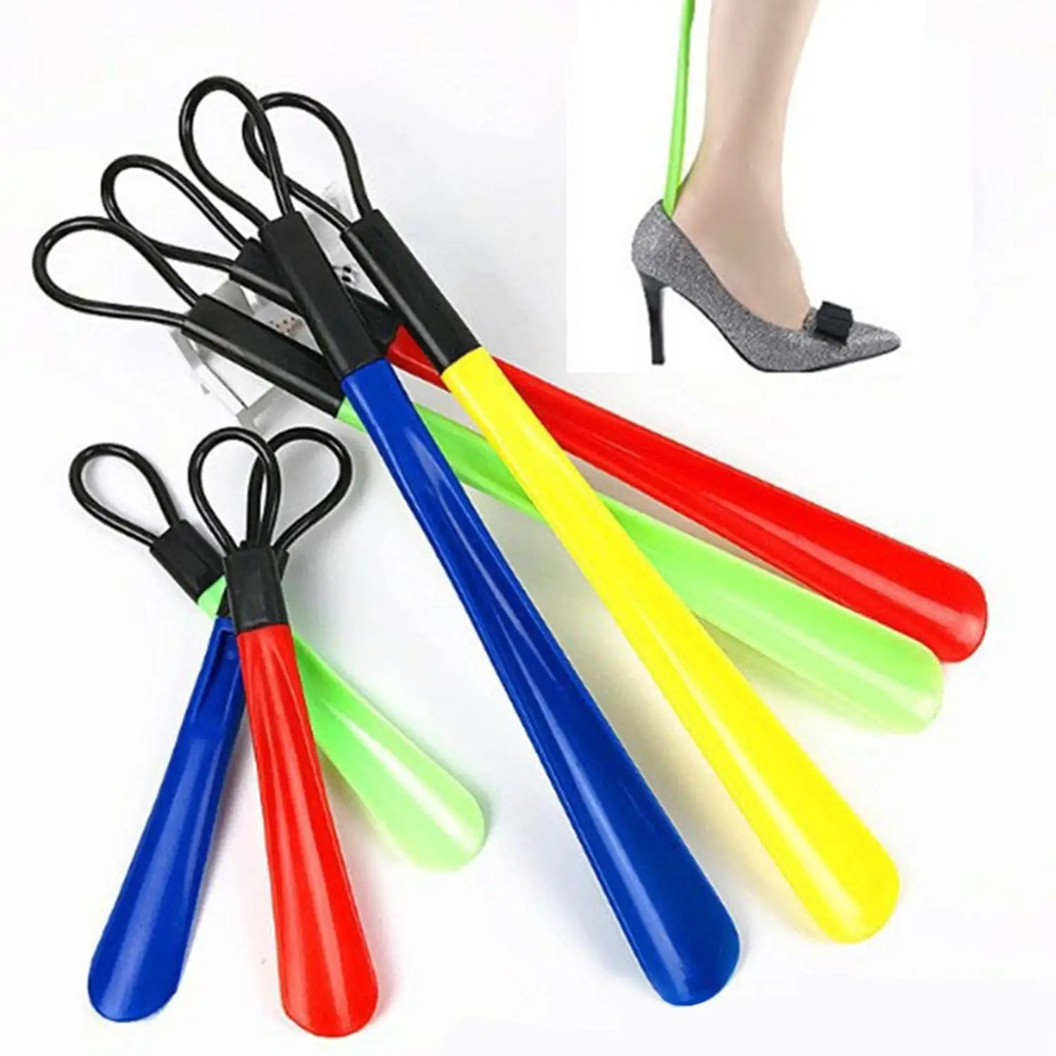 1/2 pieza de bocina de zapato de plástico larga y flexible para un fácil uso de zapatos en varios colores-elevador de zapatos y accesorios para zapatos en forma de cuchara