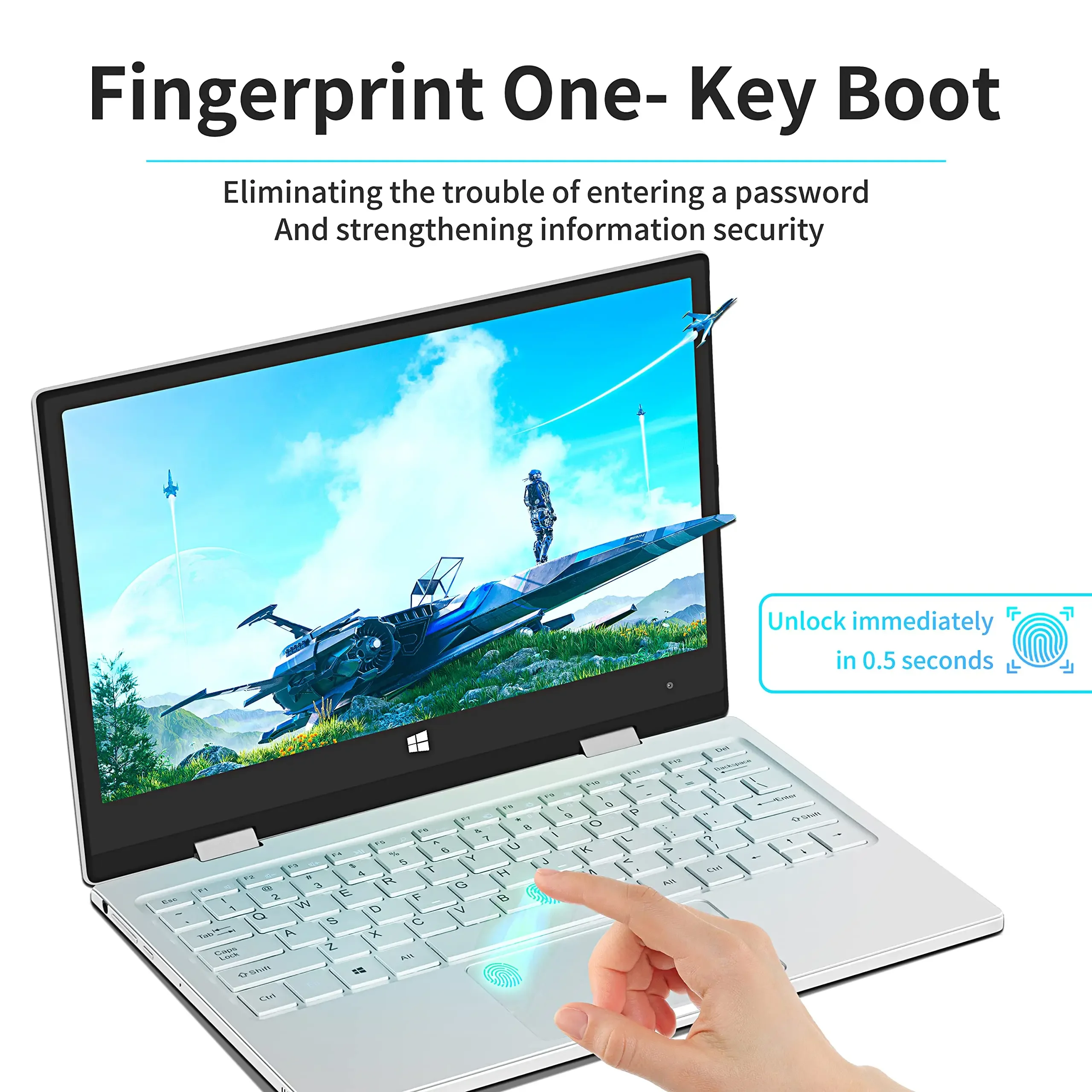 TOPOSH Laptop Tablet 2 In 1 Intel N6000 11.6" IPS Touch Screen 8G RAM 1TB SSD Windows 11 Mini Notebook PC Business Office Design