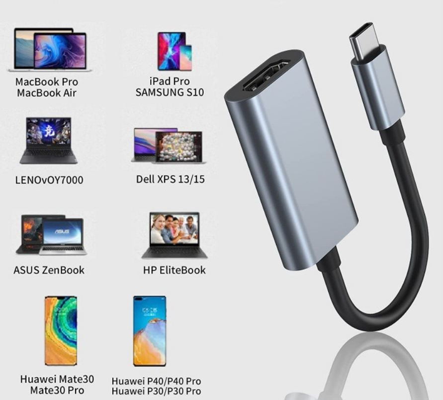 Adattatore da TIPO C a HDMI 4K Cavo convertitore USB C USB3.1 maschio a HDTV femmina per laptop Tablet TV MacBook