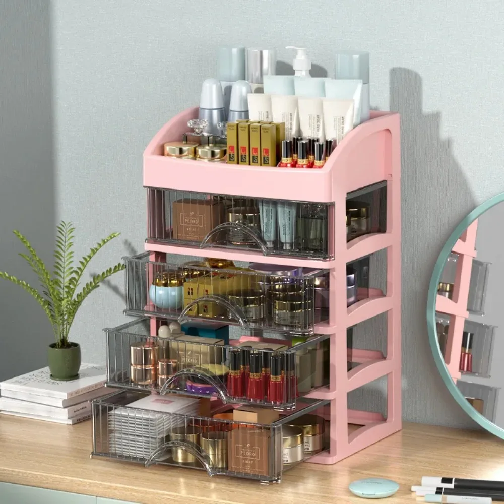 ลิ้นชักสไตล์กล่องเก็บความจุสูง Desktop Clutter ป้องกันฝุ่นโปร่งใสเครื่องประดับ Skin Care ผลิตภัณฑ์กล่องเก็บ