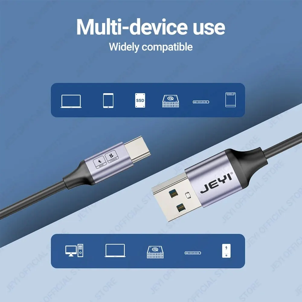 JEYI USB A to C 타입 케이블 60W 고속 충전 10Gbps 데이터 코드 USB 충전기, 삼성에 적합한 샤오미 HTC 레드미 화웨이 휴대폰 USB-C