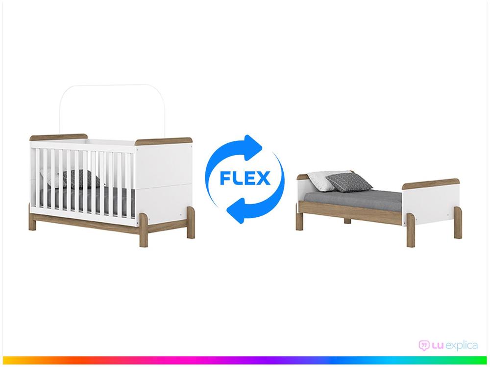 Quarto de Bebê Completo com Berço Cômoda e Guarda-roupa Henn Ternura Branco e Jequitibá