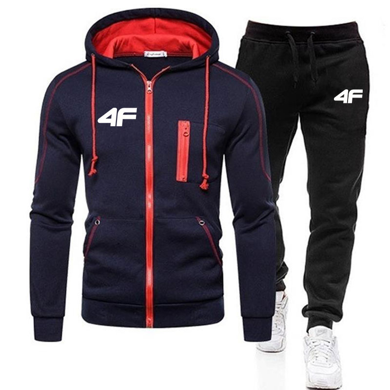 2025New-Conjuntos de Otoño Invierno para hombre, Sudadera con capucha y pantalones con cremallera, chándal informal, ropa deportiva masculina, ropa de marca, traje deportivo