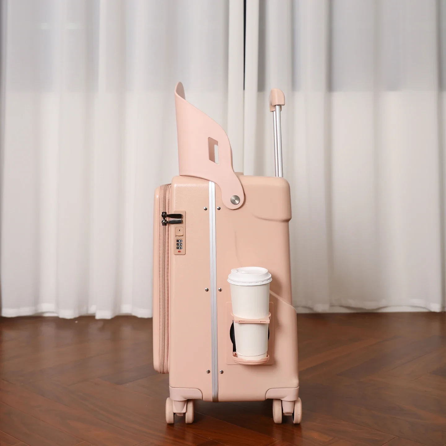 Bunnyfly criança mãe mala com assento para crianças pode sentar-se para andar carrinho de bagagem do bebê viagem carry case multifuncional embarque