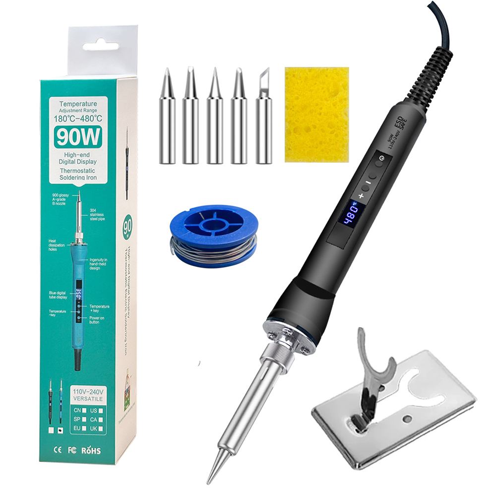 90/100 W Digitales Lötkolben-Set, Reparatur-Schweißwerkzeug-Set, Kalibrierungstemperatur einstellbar, 180–520–600 °C