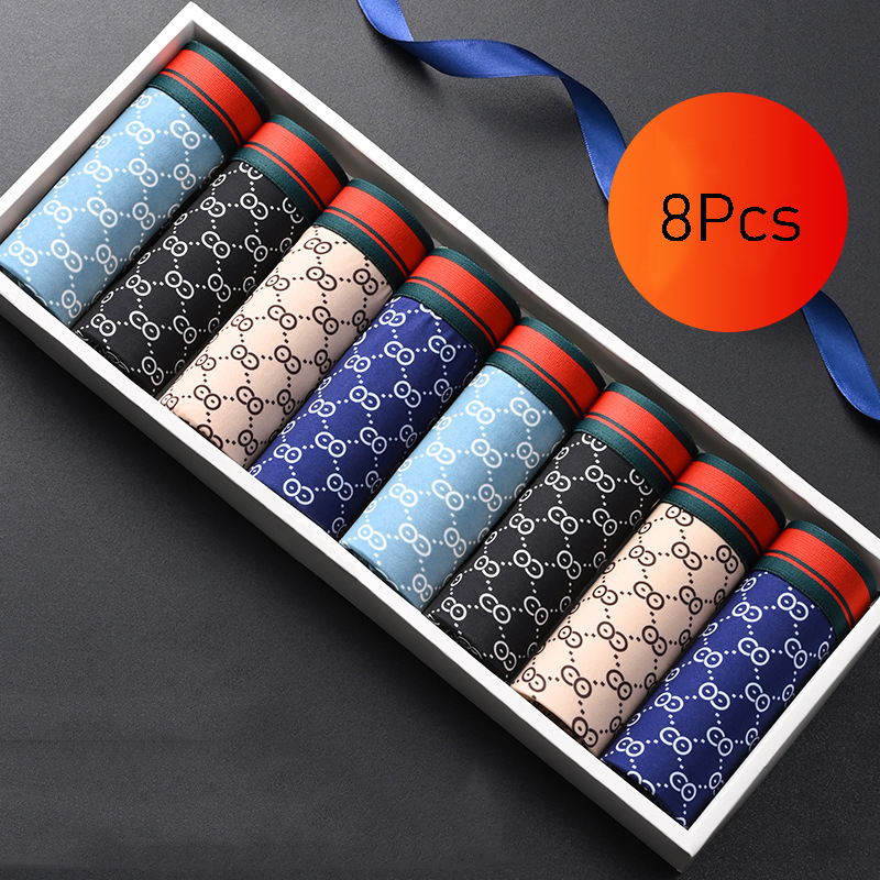 8 шт./лот, мужское нижнее белье, милые мужские боксеры с героями мультфильмов, сексуальные дышащие мужские трусы с принтом, трусы-боксеры большего размера