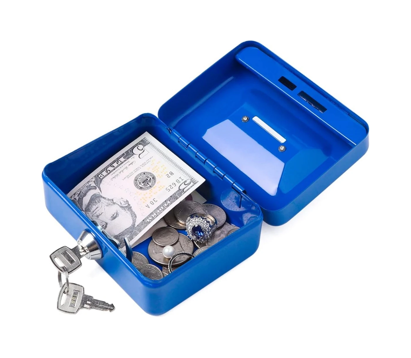 Mini Money Safe Box Key Money Holder Metal Storage Case Small Security Lock Box with Key Kids Portable Lockable Coin Boxes