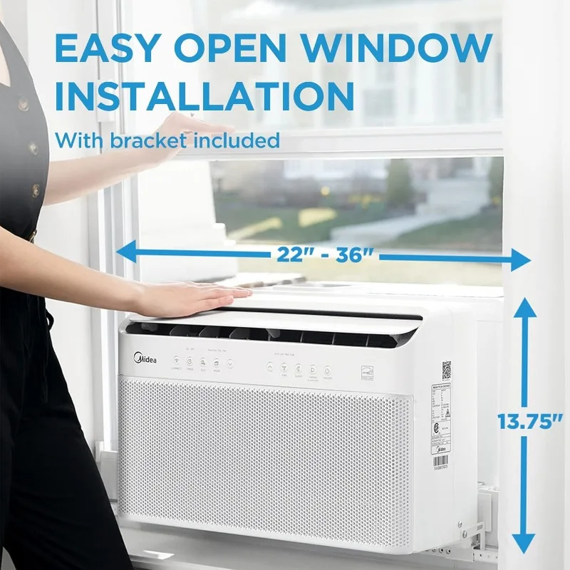 10,000 BTU U-Shaped Smart Inverter Window Air Conditioner–Cools up to 450 Sq. Ft., Ultra Quiet with Open Window Flexibility
