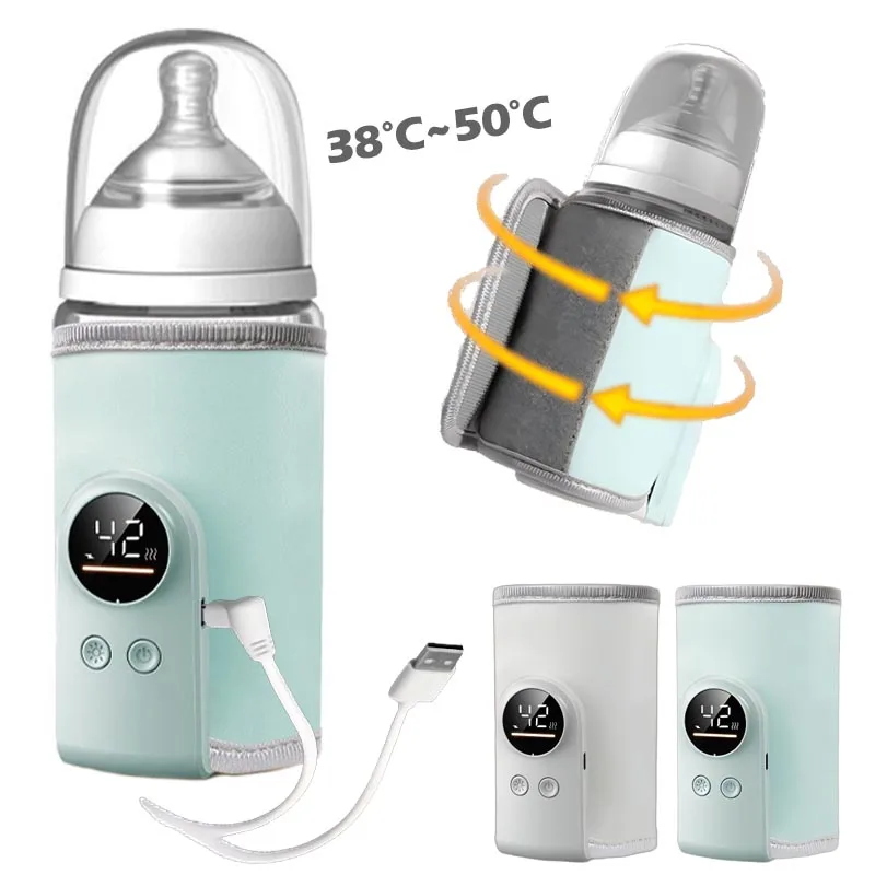 Podgrzewacz do mleka dla niemowląt USB, przenośny podgrzewacz do butelek z inteligentną kontrolą temperatury, etui na butelkę, akcesoria podróżne na zewnątrz.