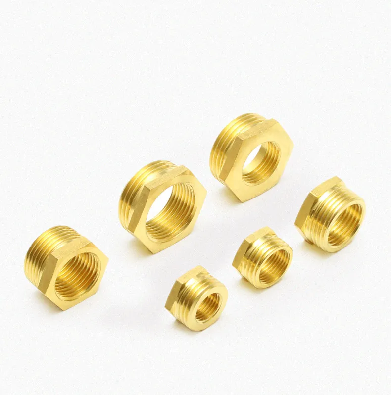 Adaptador de latão encaixe bsp reduzindo bucha hexagonal macho para fêmea conector combustível água gás óleo 1/8 "1/4" 3/8 "1/2" 3/4 "1"