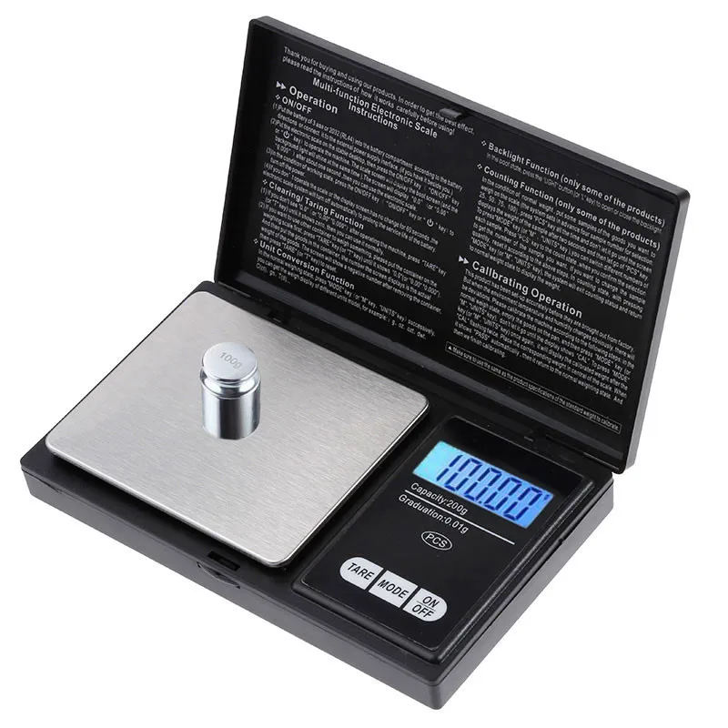 0.01g Gioielli Mini Bilancia elettronica in acciaio inossidabile Bilancia tascabile digitale Bilancia in grammi d'oro Bilancia tascabile portatile