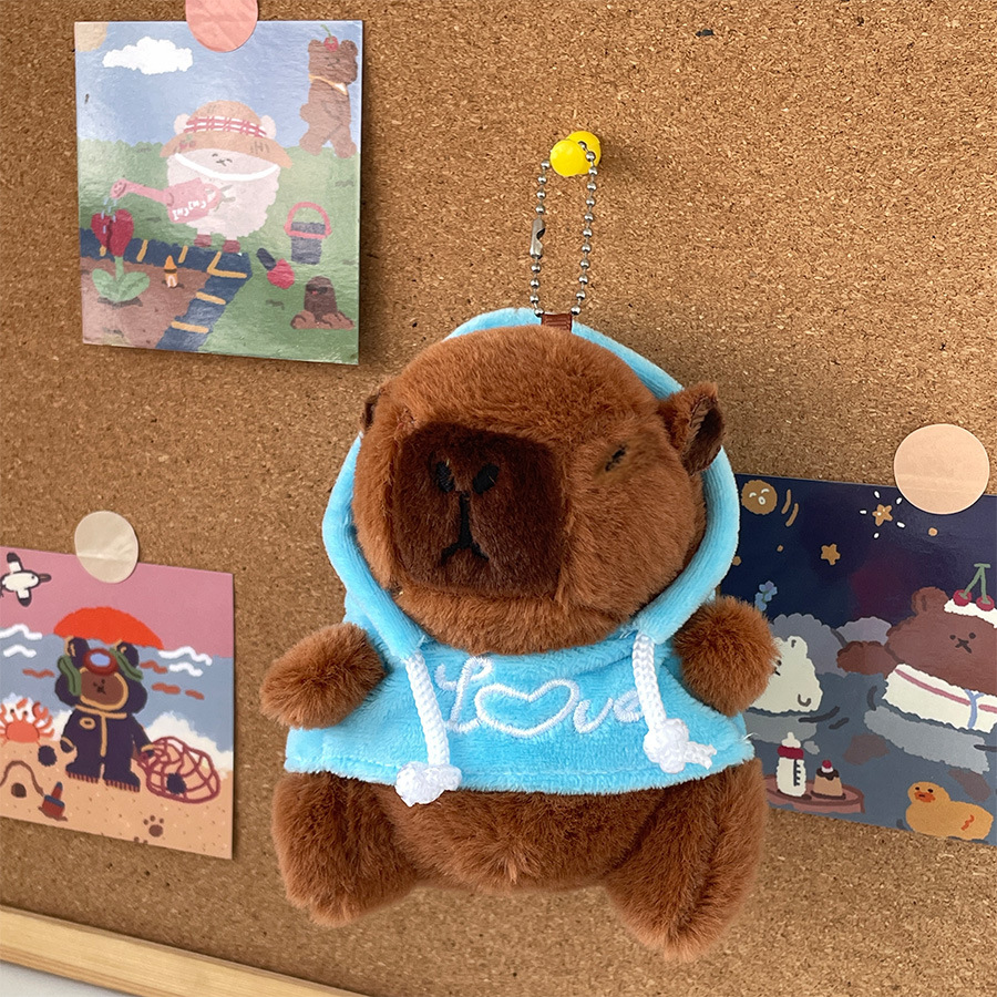 LLavero de felpa Kawaii Kapibala, colgante de capybara de dibujos animados, muñeco de peluche, adorno de mesa, colgante de coche, 2 piezas