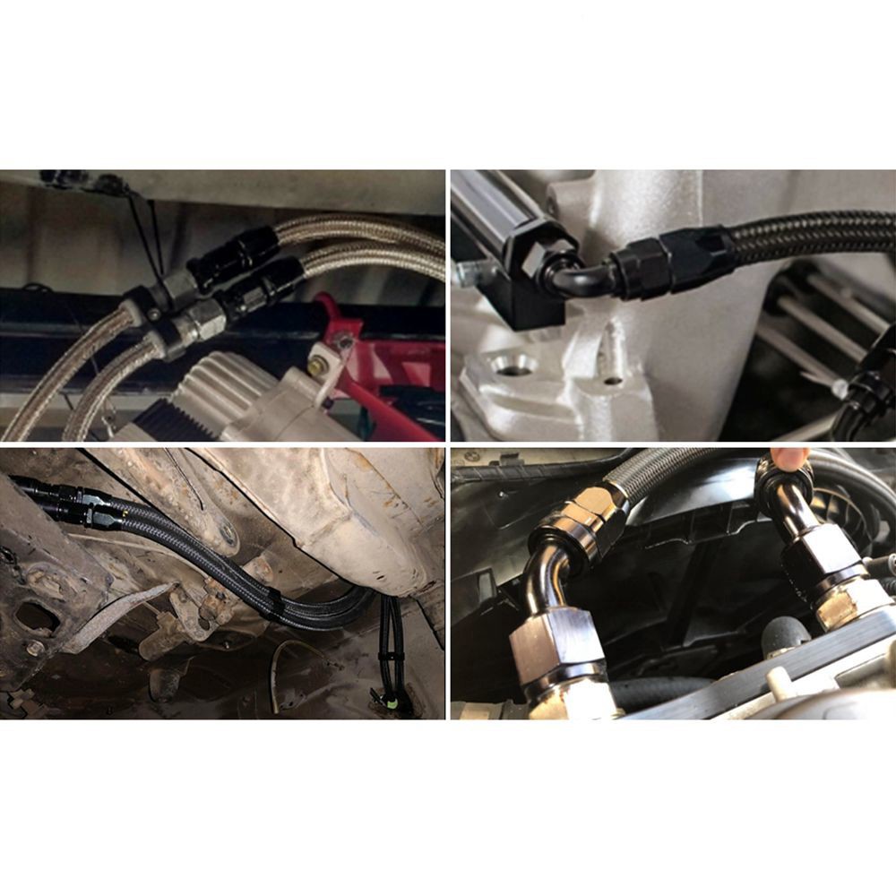 AN4/6/8/10/12 ストレート 0 ° /45 ° /90 ° /120 ° /180 °   度 PTFE オイル燃料スイベルホースエンドフィッティングオイルホースエンドアダプターキットブラック