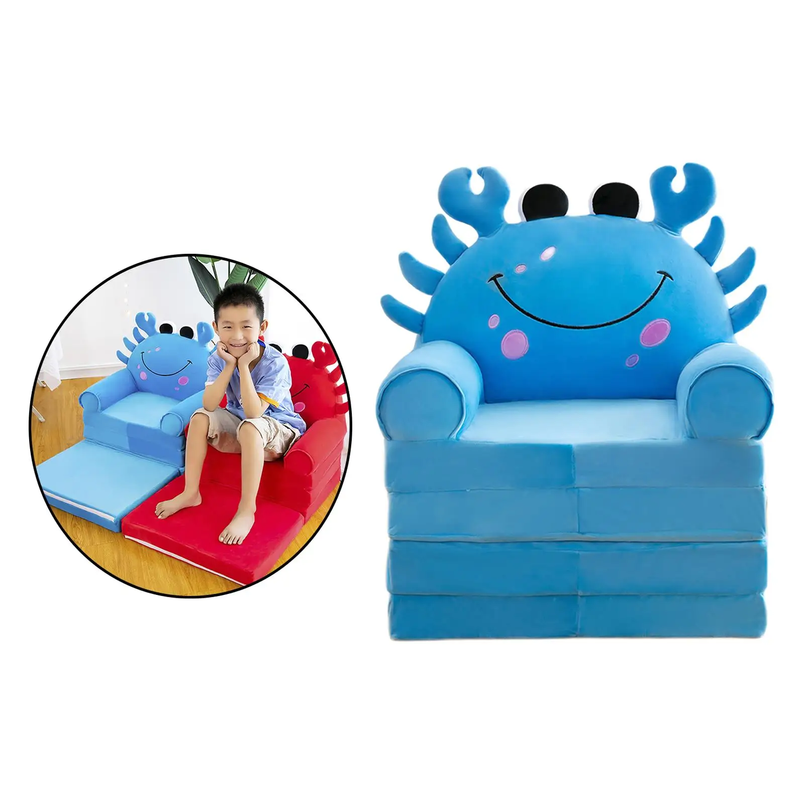 การ์ตูนพับโซฟาสำหรับเด็ก Plush เด็กโซฟาพนักพิงเก้าอี้ Slipcover สำหรับห้องนั่งเล่น