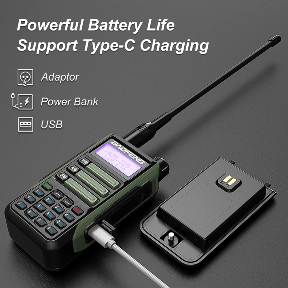 Baofeng UV-16 PLUS 10 W Walkie-Talkies VHF UHF Dual Band Zwei-Wege-Radio USB-Ladegerät Wasserdichtes Dualband-Amateurfunk mit großer Reichweite