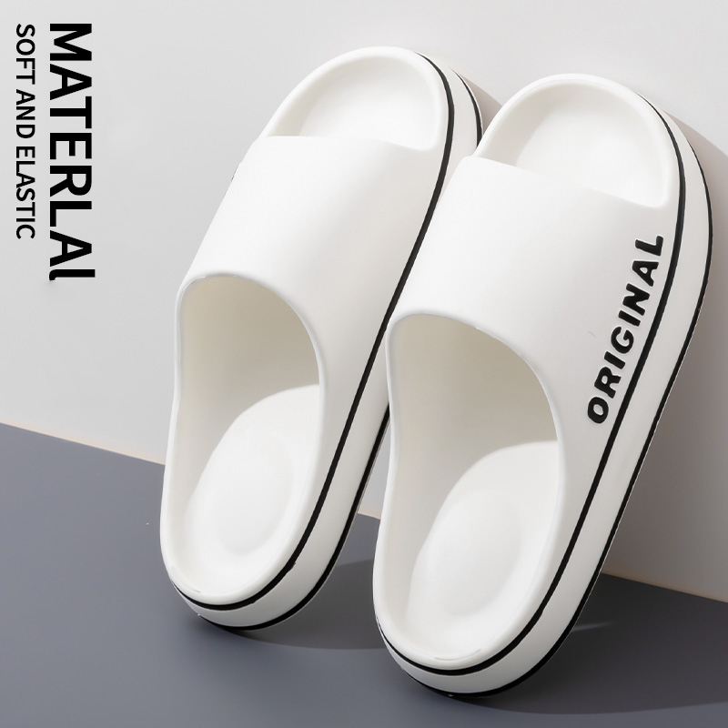 Feslishoet Vrouwen Brief Slippers Strand Slides Effen Kleur Heren Dikke Zool Indoor Badkamer Anti Slip Schoenen Zomer Paar Sandalen