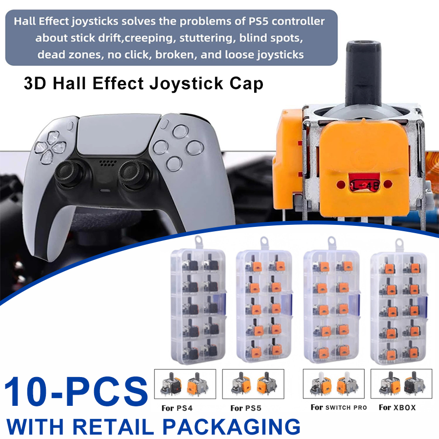 10Pcs 3D Hall Effect Joystick Adjustable No Drifting Thumbsticks Module Joystick Module Controller for PS4/PS5/XBox/Switch Pro