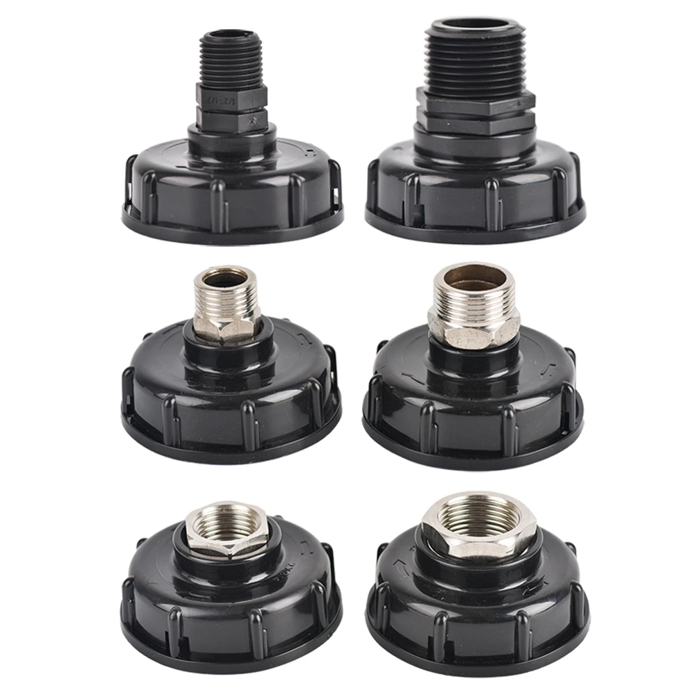 IBC Tank Adapter - S60x6 Coarse Thread to 1/2" & 3/4" Male Female, Stainless Steel Spout for Water Storage Containers
