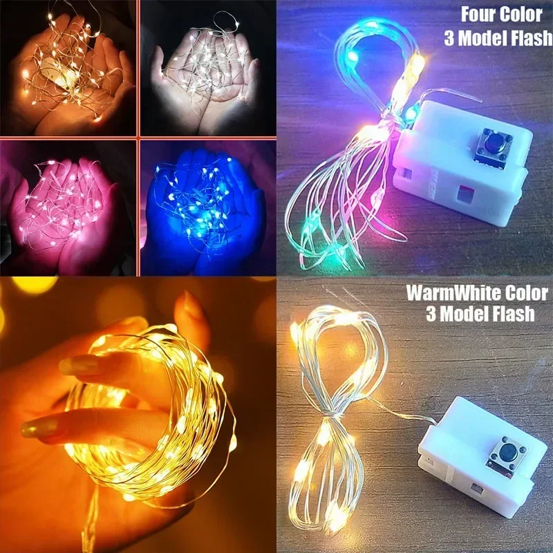 10Pcs 꽃줄 LED 요정 문자열 조명 배터리 배터리 야외 정원 요정 갈 랜드 램프 웨딩 파티 룸 장식 포함