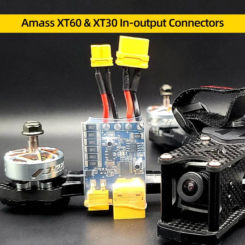 VIFLY ShortSaver 2 V2 ควันฟิวส์อิเล็กทรอนิกส์ 2-6S Lipo XT30 TX60 Short-Circuit/Over-Current สําหรับ FPV Racing