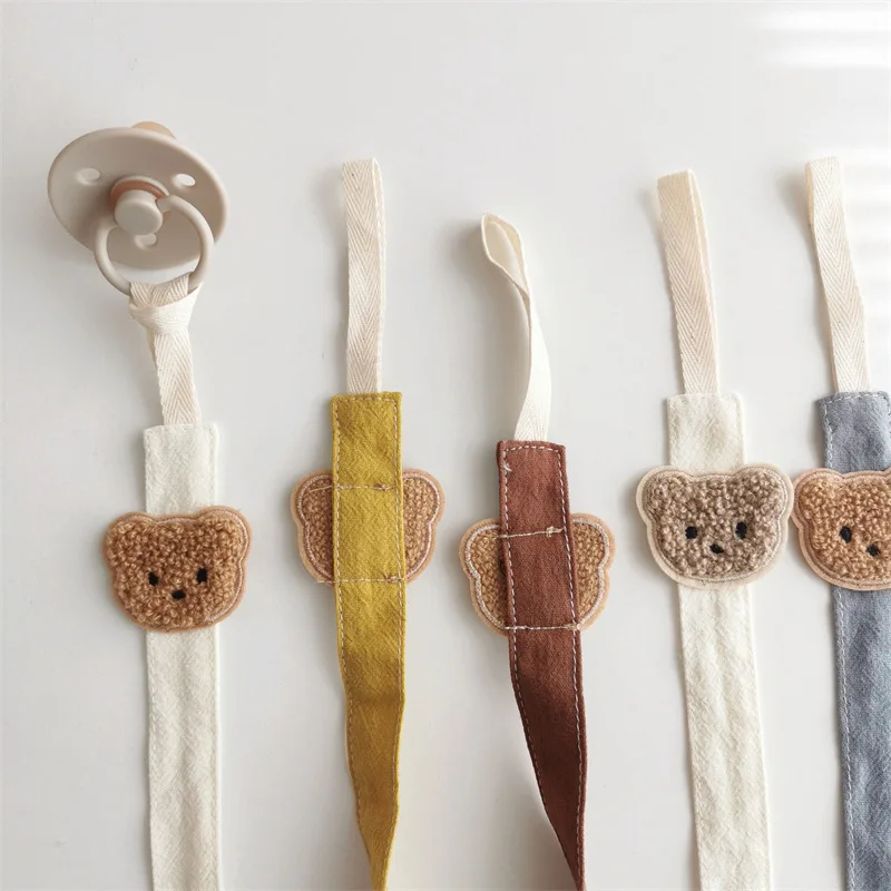 Cute Bear Head Baby Pacifier Clips Anti-drop Chain Newborn Toddler Teething Dummy Clip Nipple Holder Children's Toy Accessories