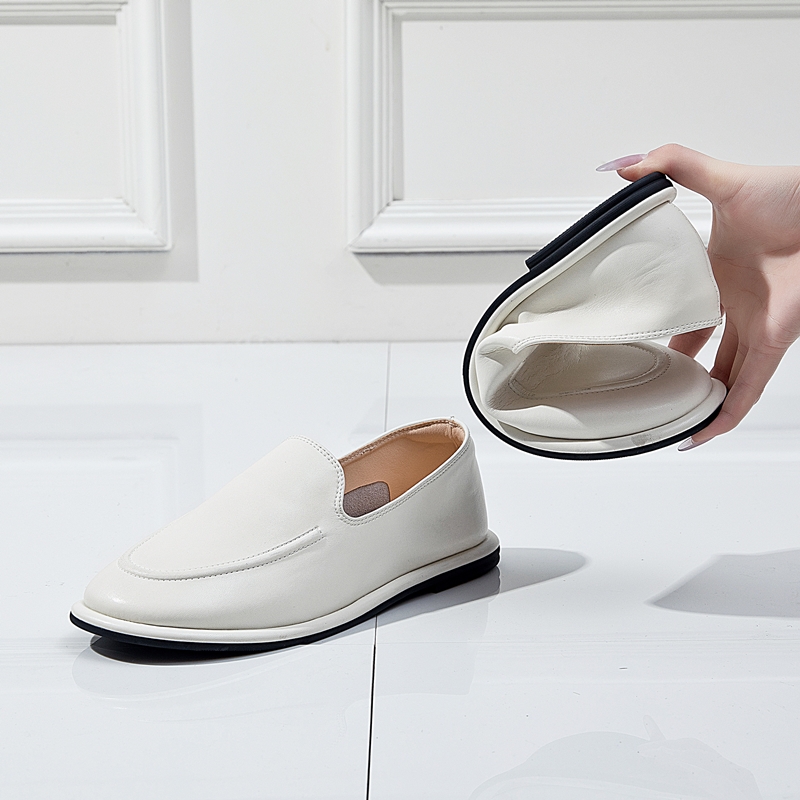 AIYUQI, mocasines para mujer, novedad de primavera 20225, zapatos sin cordones con punta redonda y un pie, zapatos planos suaves de cuero genuino para mujer