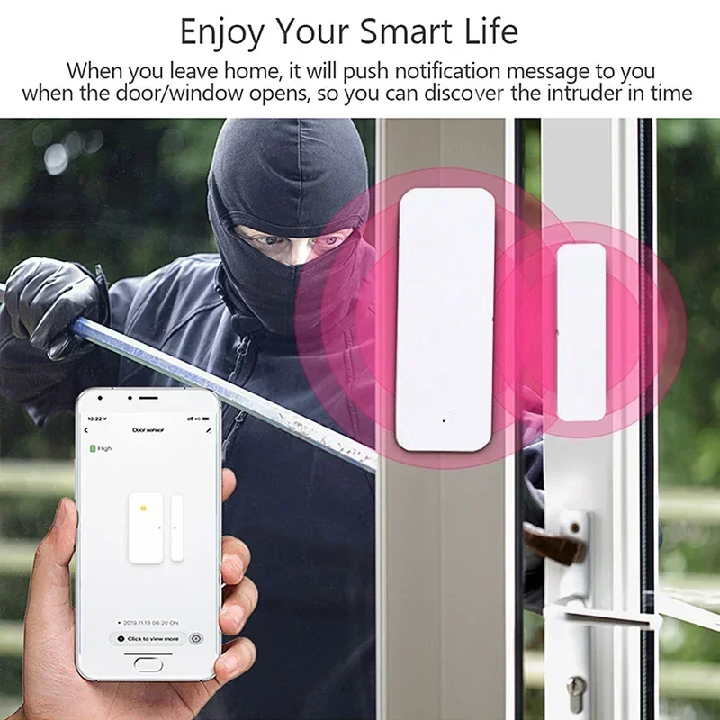 Zigbee WiFi Türsensor Fensterkontakt Öffnen Schließen Tuya APP Fernbedienung Kompatibel mit Alexa Google Assistant